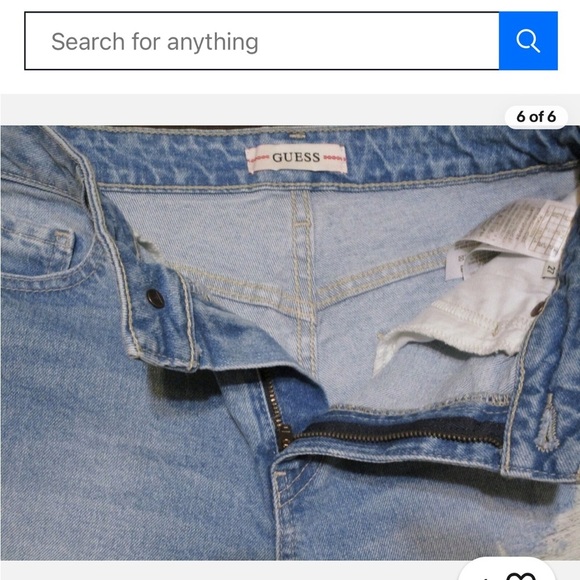 Blue Denim Jean Shorts sky high wash Claudia slit HIGH RISE GUEESS Sexy cute fun - Picture 4 of 5